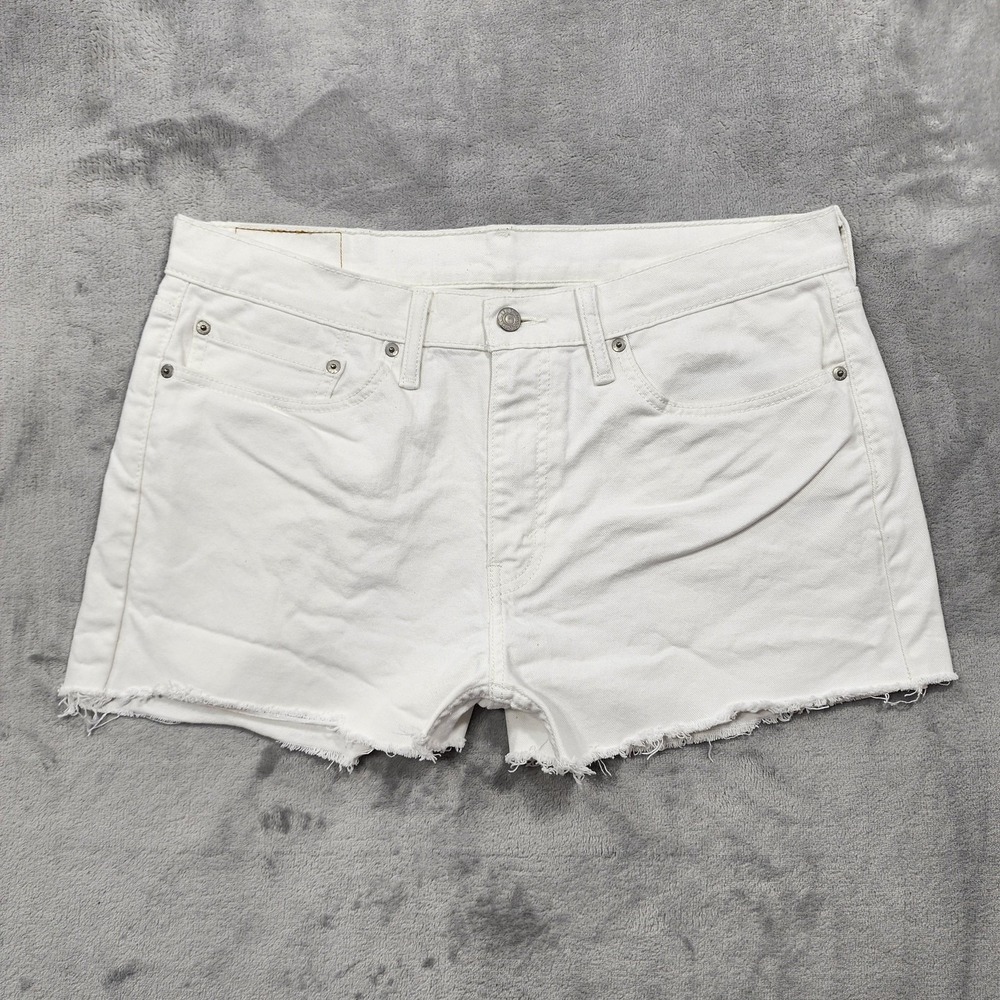 Levi's Shorts Womens 34 White 514 Denim Cutoff Raw Hem Stretch Casual Bermuda